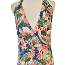 Tommy Bahama 100% Linen Halter Dress Size S Aloha Floral Hawaiian Smocke... - $29.99