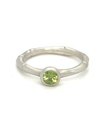 Sterling 18k White Vermeil Bamboo w/ Bezel Set Peridot Ring Sz 5.75 - $68.31
