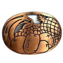 Vintage Copper Tone Fruit Trivet Hot Plate Food Coaster Kitchen Decor Ta... - $14.65