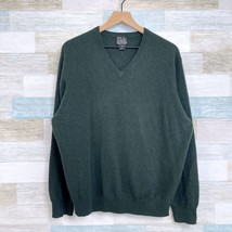 Jos A Bank Travelers Cashmere Sweater Dark Green V Neck Mens M - $64.34
