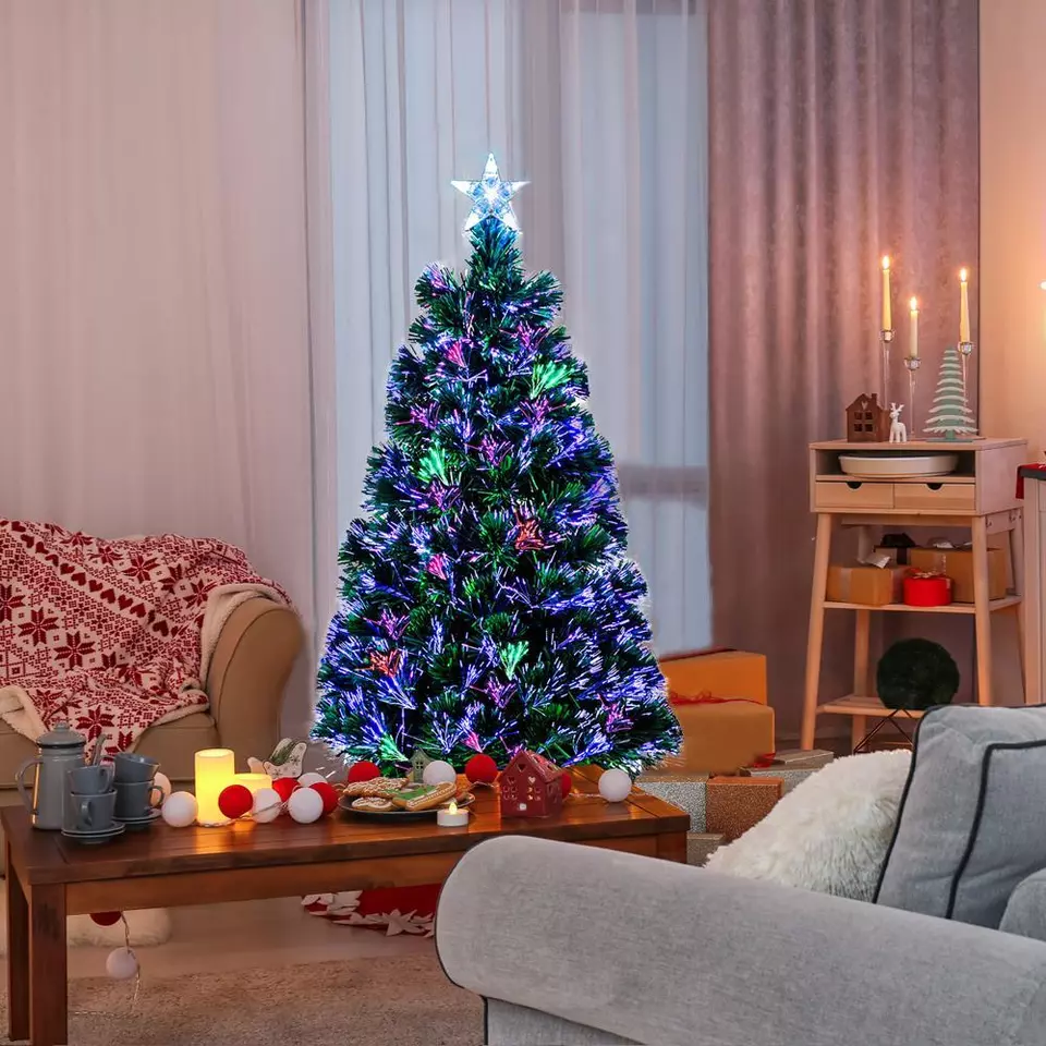 3FT Pre-Lit Artificial Christmas Tree Colorful Led Light Decoration Snow... - $51.90