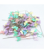 50x Sewing Pins 53mm Flat Head Pins Pastel Butterfly for Quilting Patchw... - £4.85 GBP