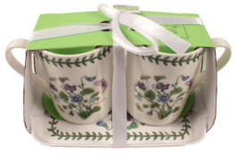 Portmeirion Botanic Garden Sweet Violet Mugs Melamine Tray Set Floral Butterfly - $25.23