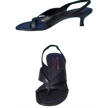 Donald Pliner Black Metallic Leather Shoe Practical Sandal Comfort New $... - $100.00