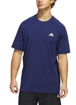 Adidas Mens T-Shirt Navy Blue Moisture Wicking Short Sleeves Stretch Logo - $36.99