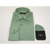 Mens Shirt Hankie CASILA Turkey Cotton Blend Long Sleeves 501770-07 Solid Green image 6
