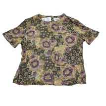 Norton McNaughton Shirt Womens 12 Multicolor Floral Short Sleeve Round Neck Top - £14.77 GBP