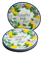 Royal Norfolk Lemon Floral Salad  Plates W/ Blue Rims, 8-in. (4) - $50.39