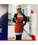 Festive Red &amp; White Christmas Apron and Santa Claus Hat 2-Piece Set - Ad... - $316.65 MXN