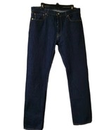 Levis 501 Jeans Mens 36X34 Blue Button Fly Straight Leg Dark Wash Workwear - $22.77
