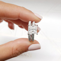 Princess Cut 2.85Ct Diamond Engagement Wedding Ring Set 14K White Gold in Size 7 - £242.86 GBP