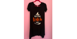 Halloween Graphic Tee Dress Resting Witch Face Adult Small, Medium, &amp; Large - £13.54 GBP