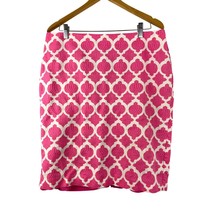 Talbots Pink &amp; White Geometric Print Textured Lined Pencil Skirt Sz 14 - $19.79