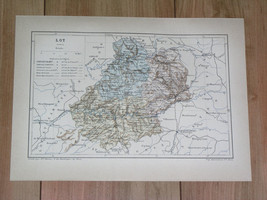 1887 Antique Original Map Of Department Of Lot Cahors / France - £19.59 GBP