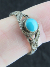 Navajo Ring Sterling Silver &amp; Turquoise Band 925 Size 7.5 - £32.12 GBP