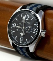 NEW Argenti 0343M Modernistic Watch Multi-Function Black/Grey/Blue Nylon Strap - £37.85 GBP