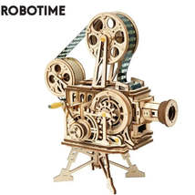 Robotime 183pcs Retro Diy 3D Hand Crank Film Projector Wooden Model Building Kit - £55.27 GBP