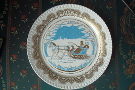 1982 Christmas Past Times Plate Spode &quot;Sleigh Ride&quot; England  NIB, 1st[am8] - £41.43 GBP