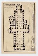 1906 Original Antique Plan Of Lichfield Cathedral / England - £13.67 GBP
