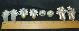 Vintage Estate Jewelry Lot of 4 Pair Clip Earrings Big Bold Rhinestone Statement - £27.43 GBP