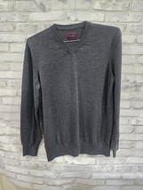 Untuckit Dark Gray 100% Extra Fine Merino Wool Splitter V-neck Size Medi... - $22.99