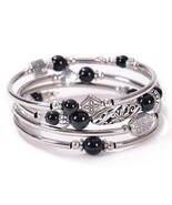 Ethnic Style Flower Natural Stone Handmade Bangle Black - $16.81 CAD Ethnic Style Flower Natural Stone Handmade Bangle Black - $16.81 CAD