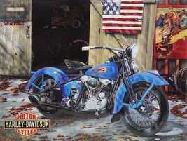 At Your Service Blue Harley Davidson Metal Sign - £23.55 GBP