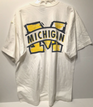 Michigan Wolverines White Vintage Ncaa Big Ten Football Pocket T-Shirt L New - £23.31 GBP