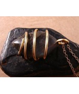 NORTHERN LIGHTS LABRADORITE CRYSTAL PENDANT MERLIN&#39;S GOLD BRONZE #13 - $61.35 CAD