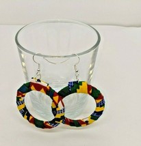 Handmade Silky Knit Ear Wrap African Print Hoop Earrings - £4.89 GBP