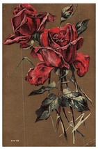 Roses on Brown Backing Friendly Antique Postcard - Posted 1910 - £9.27 GBP