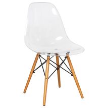 LeisureMod Cresco Modern Molded Acrylic Dining Chair with Chrome-Plated ... - $89.18