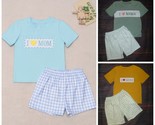 NEW Boutique I Love Mom Boys Short Sleeve Shorts Outfit Set Mother&#39;s Day - £12.78 GBP