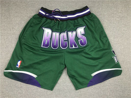 Milwaukee Bucks Green Retro Men Basketball Shorts Size: S - 3XL - £40.22 GBP