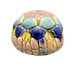Paperweight Studio Art Pottery Colorful Mosaic 4 Inch Glossy Signed Jess... - $26.98