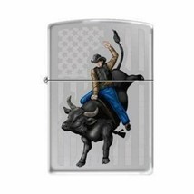 Zippo Lighter - Cowboy Riding Bull High Polished Chrome - 853218  - £29.97 GBP