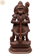 36&quot; Large Wooden Standing Sankat Mochan Hanuman in Namaskar Mudra | Home Decor - £2,037.55 GBP