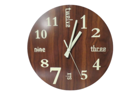 Glow In The Dark Wooden Wall Clock Large 14&quot; Retro Battery Operated Tested - £19.35 GBP