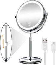 Gospire Height Adjustable Led Makeup Mirror 7&quot;, [1X/10X Magnification &amp; Type-C - £41.55 GBP
