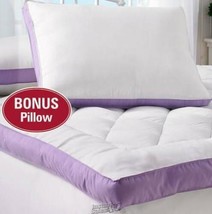 2&quot; Gusset Bed Topper White And Purple QUEEN - £37.96 GBP