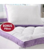 2&quot; Gusset Bed Topper White And Purple QUEEN - £37.84 GBP