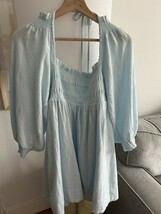 Free People Baby Blue  Balloon Sleeve  Oversized Summer Cotton Babydoll ... - £35.35 GBP