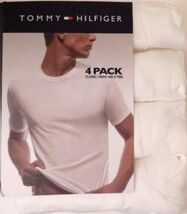 4 PACK TOMMY HILFIGER MEN'S SIZE MEDIUM COTTON WHITE CREW T-SHIRTS UNDER... - $36.90