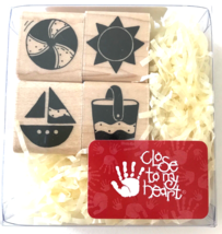 Summer Fun Set Rubber Stamps Sun Pail Boat Ball W372 Close To My Heart 7/8&quot; - £3.35 GBP