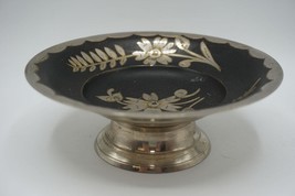 Brass Damascene Footed Dish made in India - £31.94 GBP