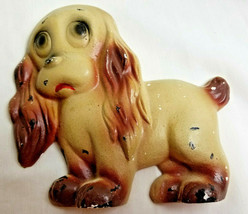 Vintage Chalkware Plaster Dog Wall Hanging Decor Plaque Cocker Spaniel - $465.81 MXN