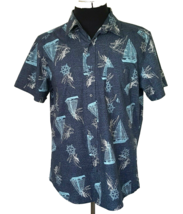 Hudson River Shirt Men&#39;s Size Large Button Front Blue Nautical Heritage Classics - £14.13 GBP