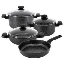 Korkmaz Ornella 7 Piece Non Stick Aluminum Cookware Set in Black - £163.82 GBP