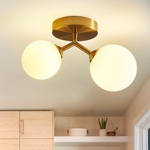 Mid Century Light Fixtures Ceiling Mount, Gold Semi Flush Mount Ceiling Light, G - £53.84 GBP