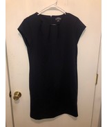 NEW Lands End Womens SZ 10 Cap Sleeve Black Ponte Dress Pleated Neckline... - $19.79